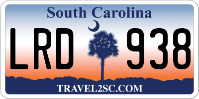 SC license plate LRD938
