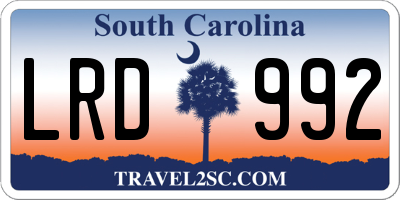 SC license plate LRD992