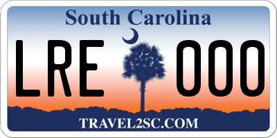 SC license plate LRE000