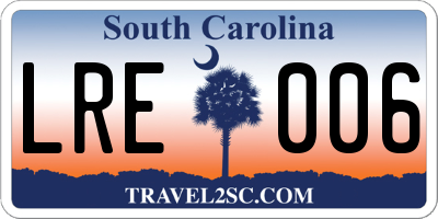 SC license plate LRE006