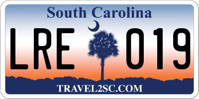 SC license plate LRE019