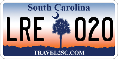 SC license plate LRE020