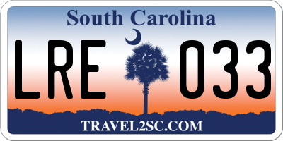 SC license plate LRE033