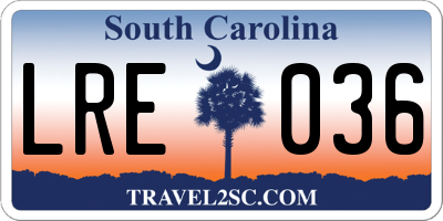SC license plate LRE036