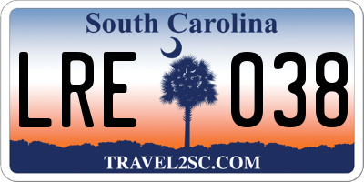 SC license plate LRE038