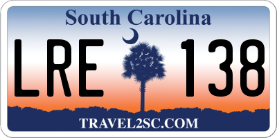 SC license plate LRE138