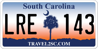 SC license plate LRE143