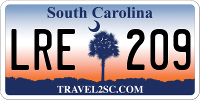 SC license plate LRE209