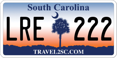 SC license plate LRE222