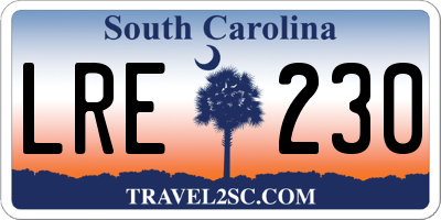 SC license plate LRE230