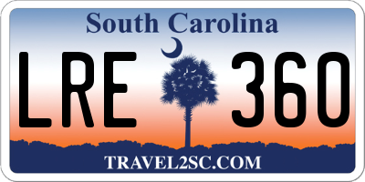 SC license plate LRE360