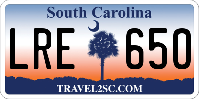 SC license plate LRE650