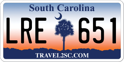 SC license plate LRE651