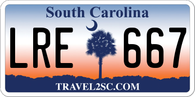 SC license plate LRE667