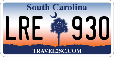 SC license plate LRE930