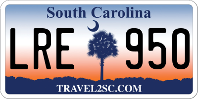 SC license plate LRE950