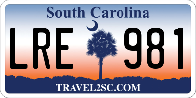 SC license plate LRE981
