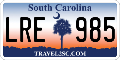 SC license plate LRE985