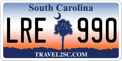 SC license plate LRE990
