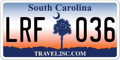 SC license plate LRF036