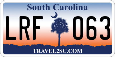 SC license plate LRF063