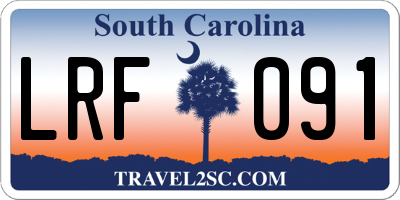 SC license plate LRF091