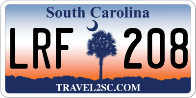 SC license plate LRF208