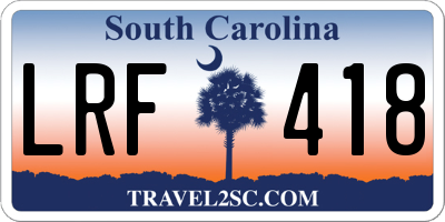 SC license plate LRF418