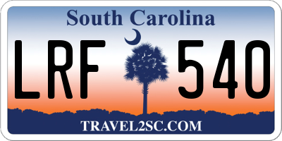 SC license plate LRF540