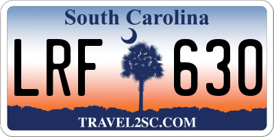 SC license plate LRF630