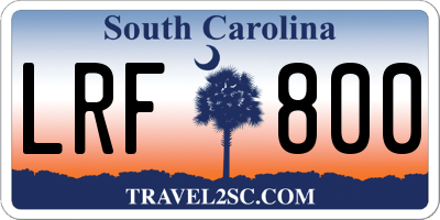 SC license plate LRF800
