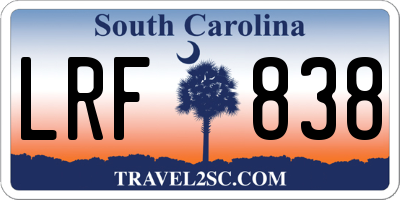 SC license plate LRF838