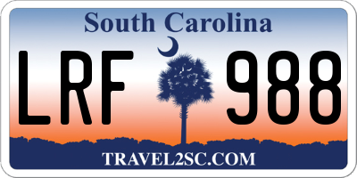 SC license plate LRF988