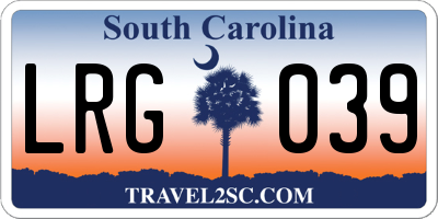 SC license plate LRG039