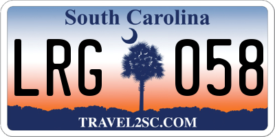 SC license plate LRG058