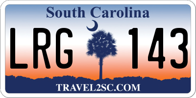 SC license plate LRG143
