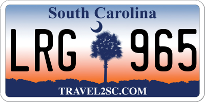 SC license plate LRG965