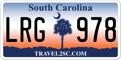 SC license plate LRG978