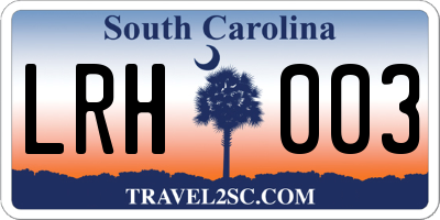 SC license plate LRH003