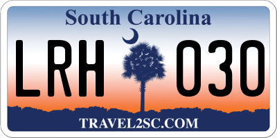SC license plate LRH030