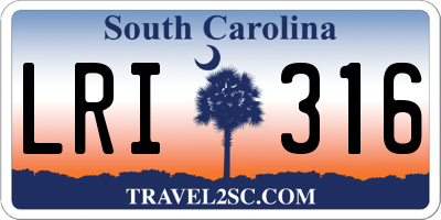 SC license plate LRI316