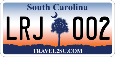 SC license plate LRJ002