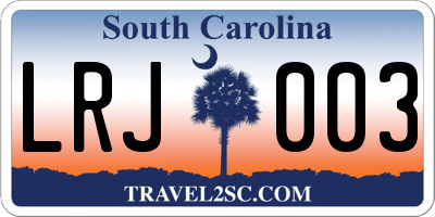 SC license plate LRJ003