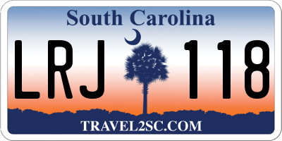 SC license plate LRJ118