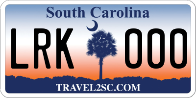 SC license plate LRK000