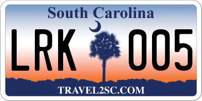 SC license plate LRK005