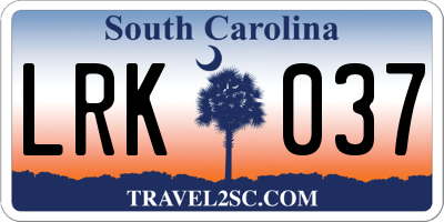 SC license plate LRK037