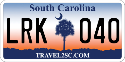 SC license plate LRK040