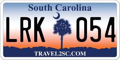 SC license plate LRK054