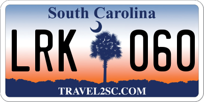 SC license plate LRK060